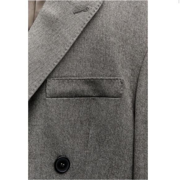 Zara Taupe Gray Double Breasted Wool Blazer Coat ZW Collection NWT - Picture 12 of 16